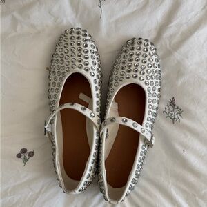 Target White Studded Mary Jane Flats